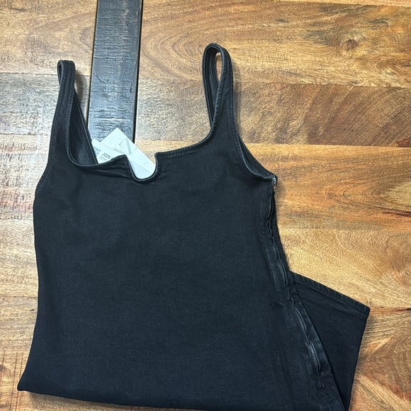 Zara strappy black denim mini dress keyhole neckline - Picture 6 of 7